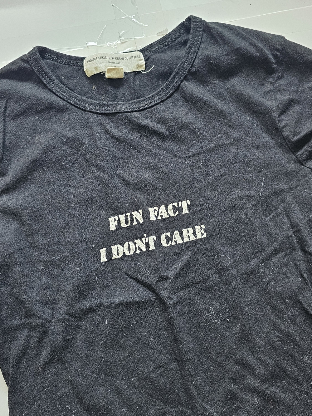 Urban Outfitters Black Long Sleeve Tee with White Stencil Text